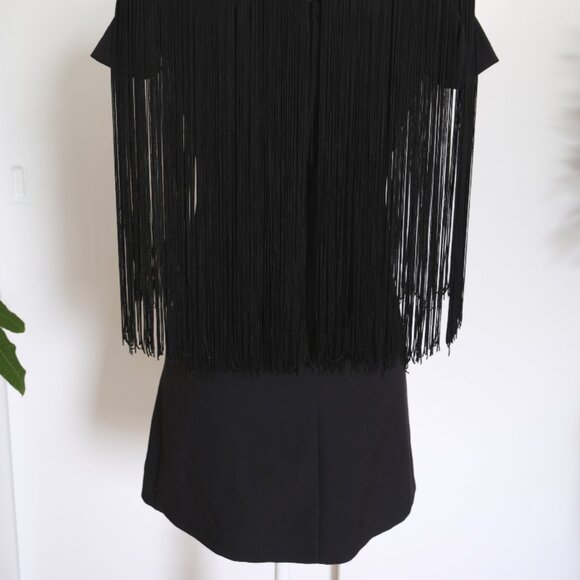 ✰ Black Fringed Zara Mini Dress - Off the Shoulder with Festival-Ready Style ✰ - Picture 11 of 15
